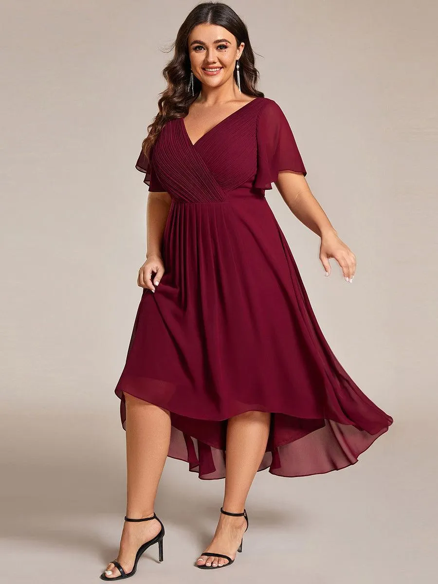 Robe midi de demoiselle d'honneur en mousseline à ourlet haut et bas