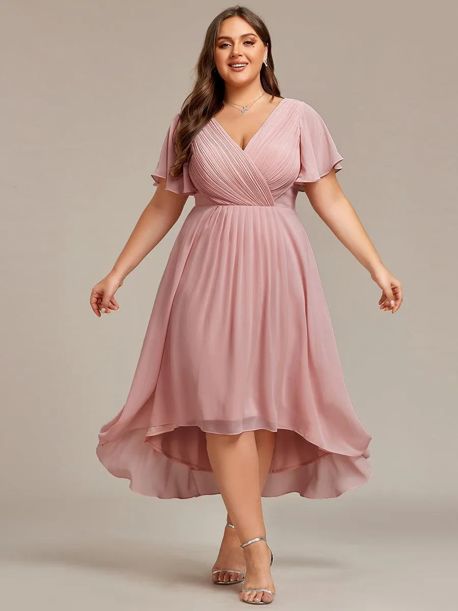 Robe midi de demoiselle d'honneur en mousseline à ourlet haut et bas