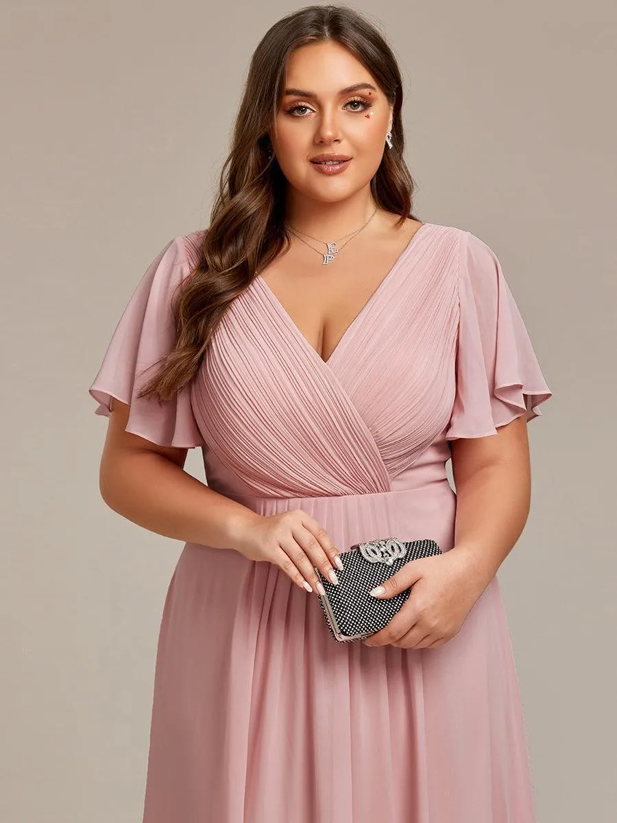 Robe midi de demoiselle d'honneur en mousseline à ourlet haut et bas
