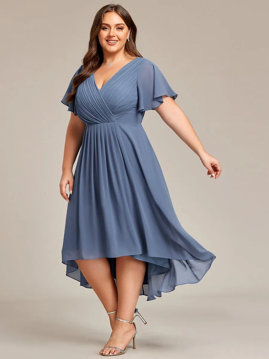 Robe midi de demoiselle d'honneur en mousseline à ourlet haut et bas