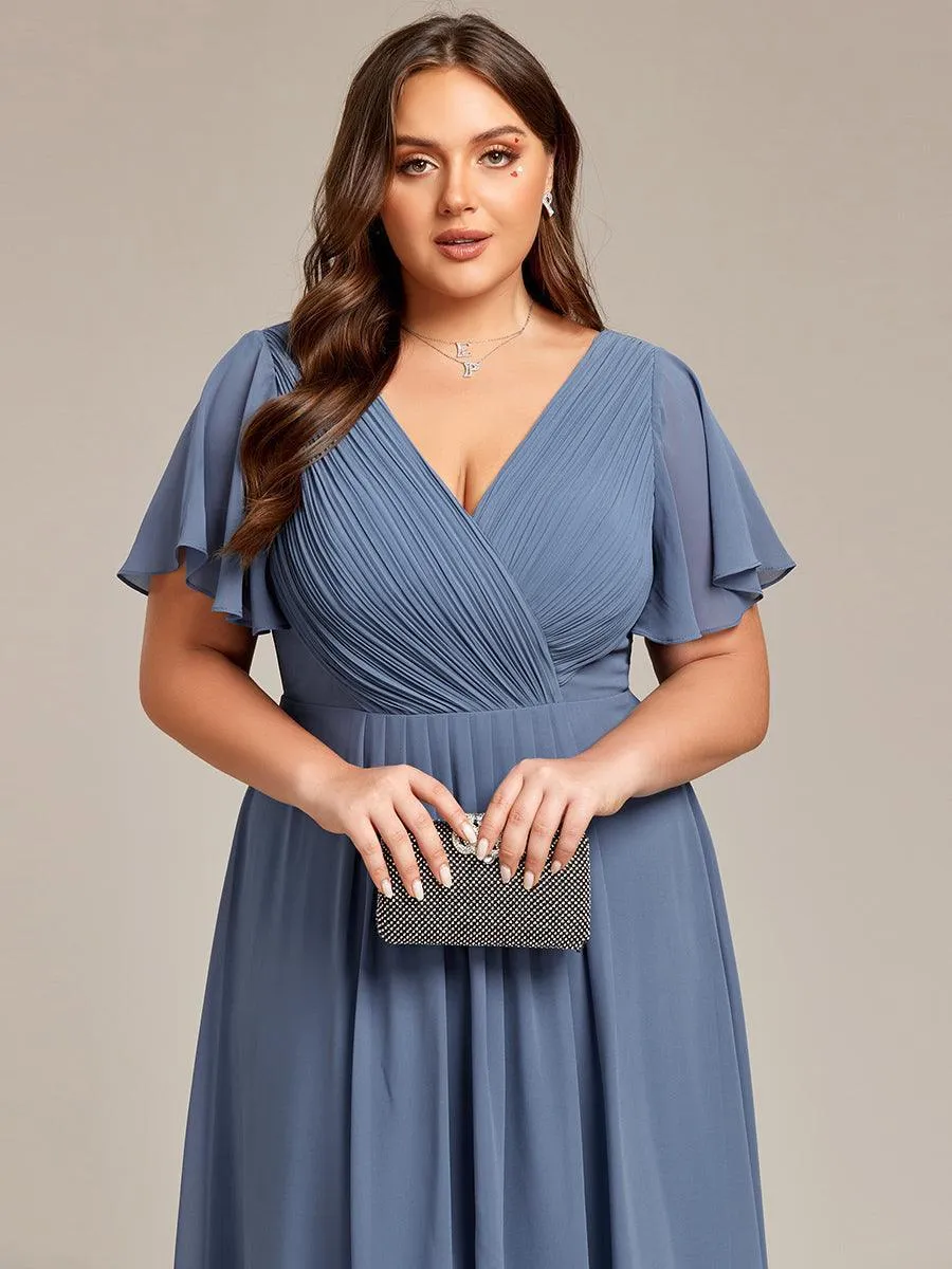 Robe midi de demoiselle d'honneur en mousseline à ourlet haut et bas