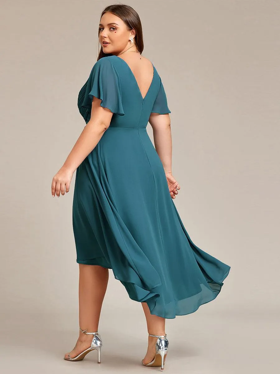 Robe midi de demoiselle d'honneur en mousseline à ourlet haut et bas