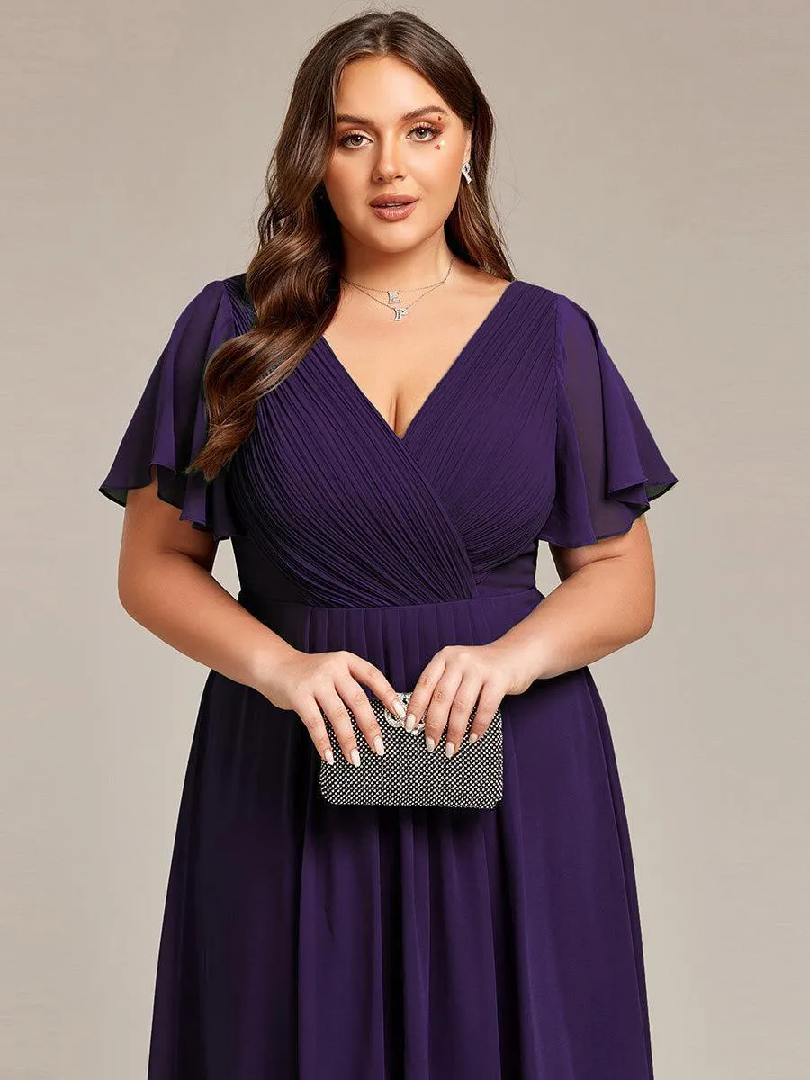 Robe midi de demoiselle d'honneur en mousseline à ourlet haut et bas