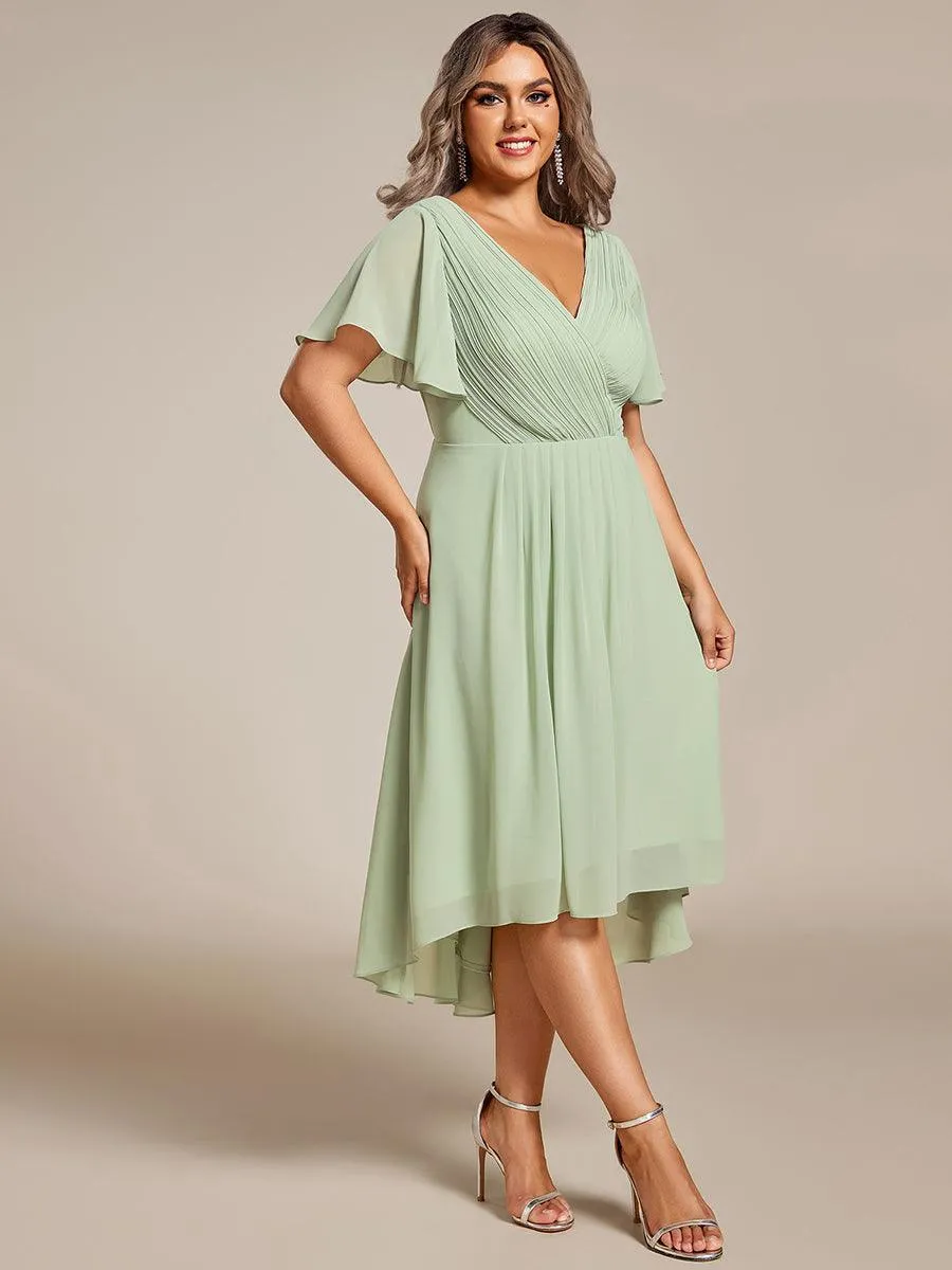 Robe midi de demoiselle d'honneur en mousseline à ourlet haut et bas