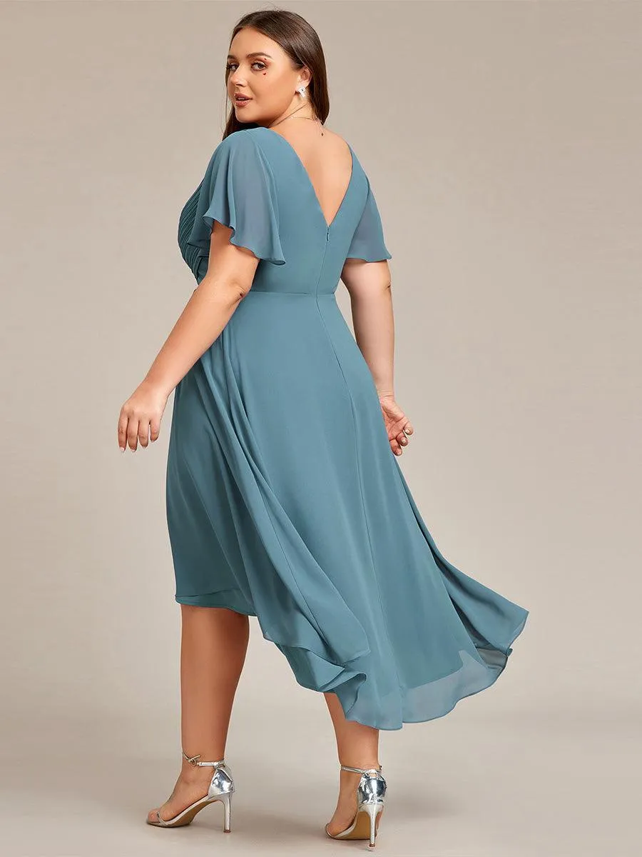 Robe midi de demoiselle d'honneur en mousseline à ourlet haut et bas