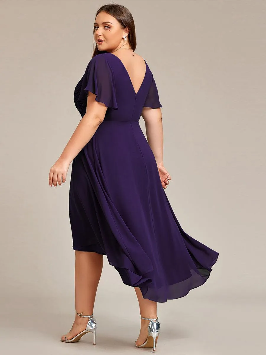 Robe midi de demoiselle d'honneur en mousseline à ourlet haut et bas