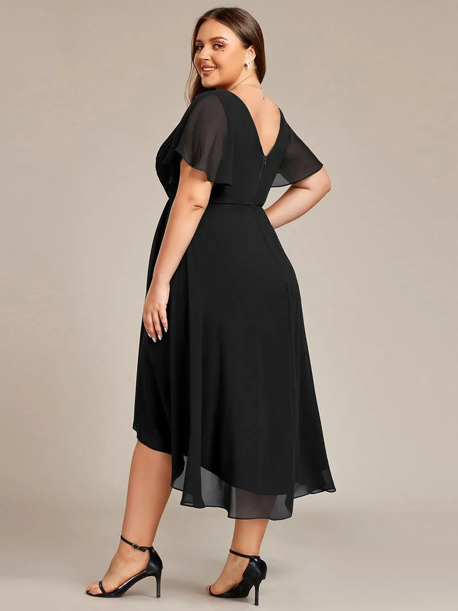 Robe midi de demoiselle d'honneur en mousseline à ourlet haut et bas