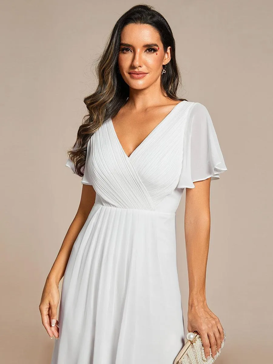 Robe midi de demoiselle d'honneur en mousseline à ourlet haut et bas