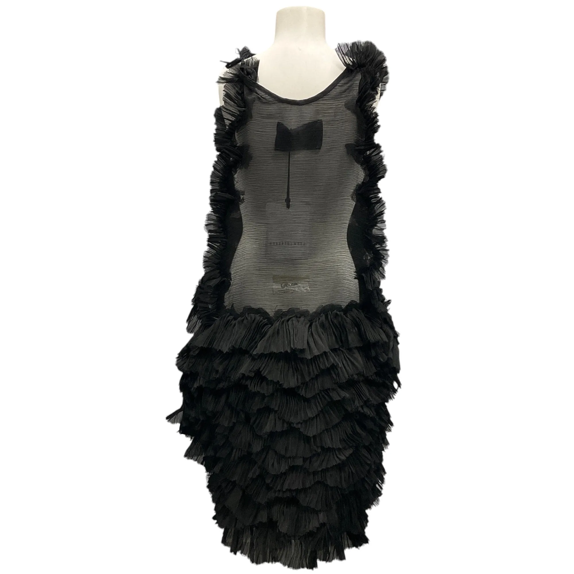 Roberts Wood Black Silk Sheer Hand Linked Circles Silk Ghazar Dress