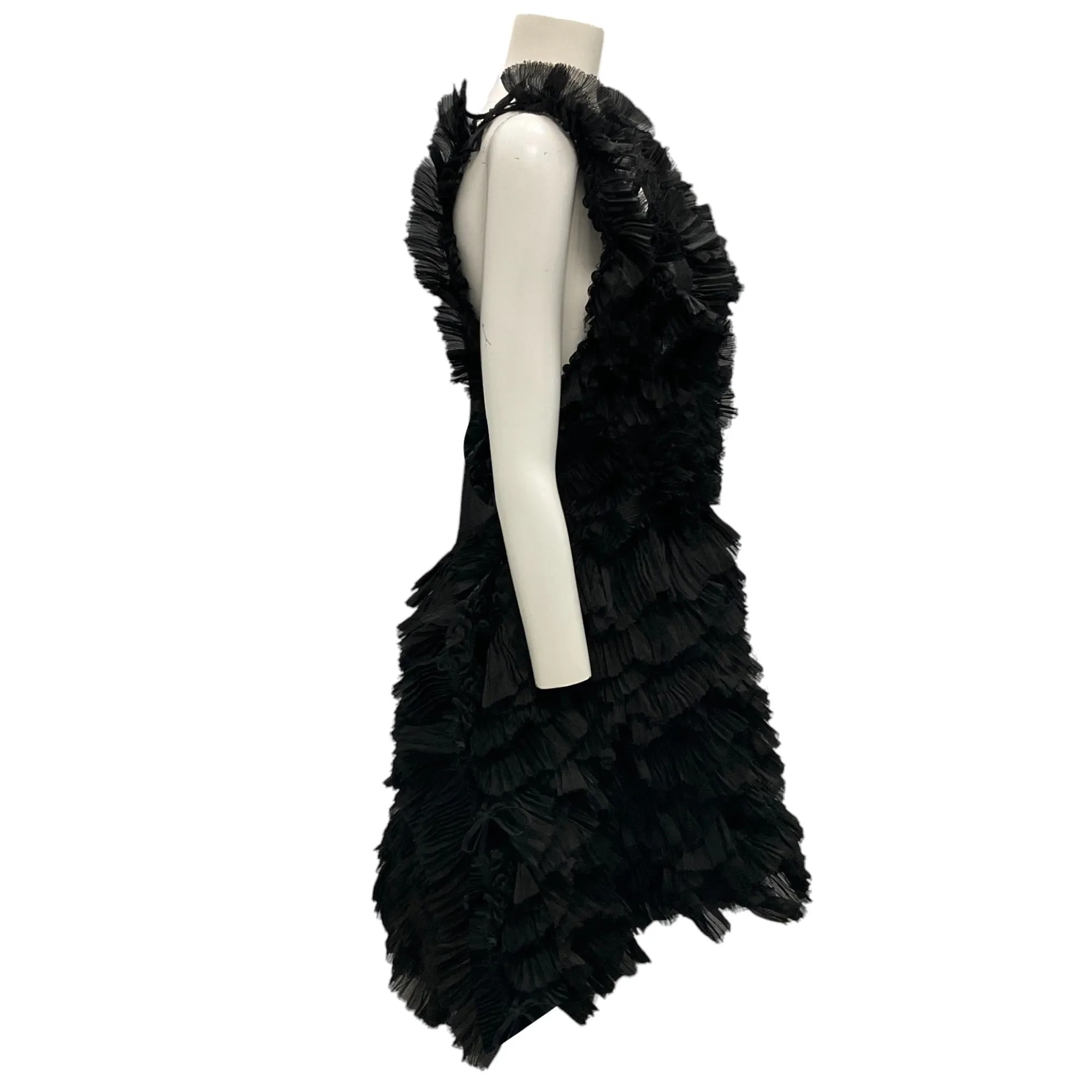 Roberts Wood Black Silk Sheer Hand Linked Circles Silk Ghazar Dress