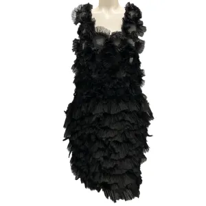 Roberts Wood Black Silk Sheer Hand Linked Circles Silk Ghazar Dress