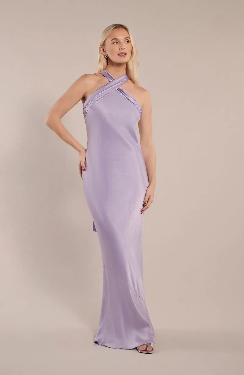 Roma Dress in Lilac Satin