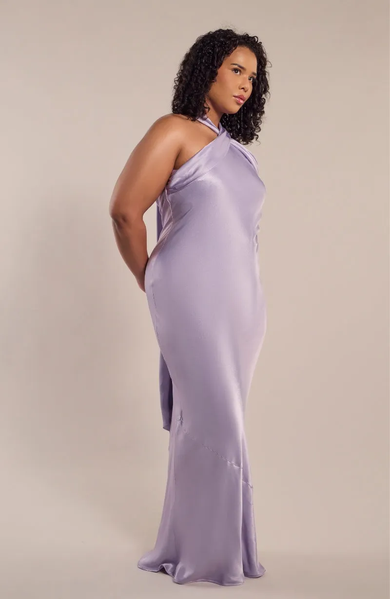 Roma Dress in Lilac Satin