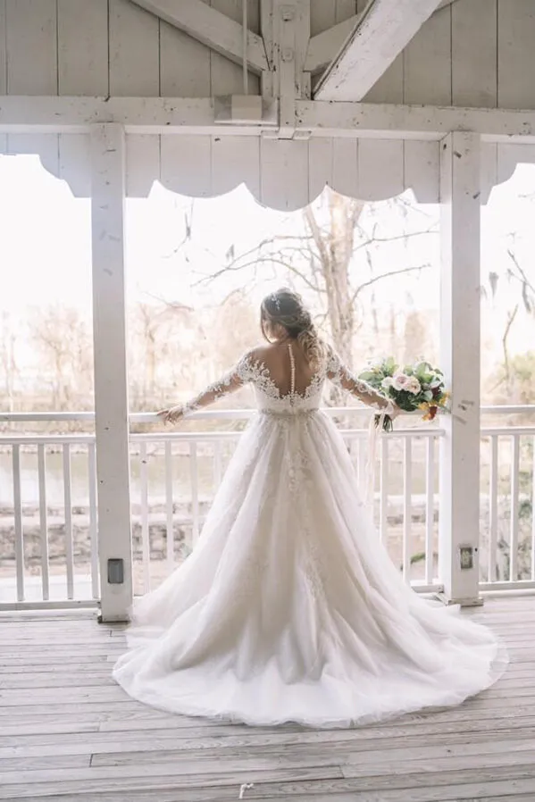 Roycebridal Beautiful Lace Plus Size A-line Long Sleeves Wedding Dress, Bridal Gown, MW538