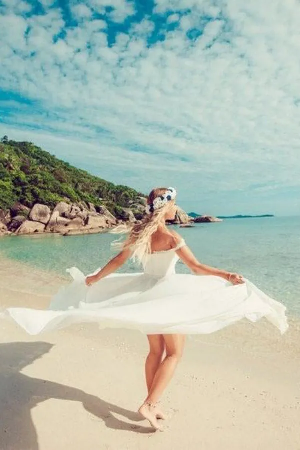 Roycebridal Chiffon Lace Off-the-Shoulder Beach Wedding Dresses With Side Slit, MW827