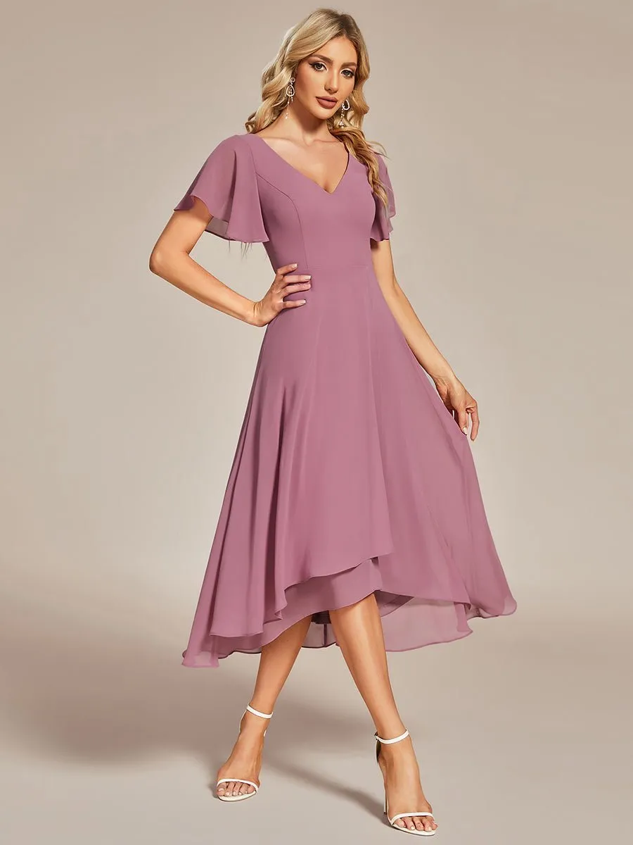 Roycebridal Grace V neck chiffon high how mother of the bride gown