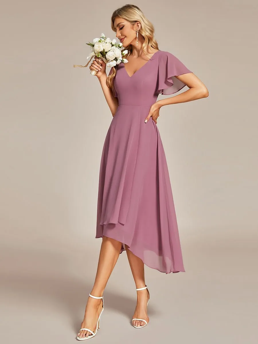 Roycebridal Grace V neck chiffon high how mother of the bride gown