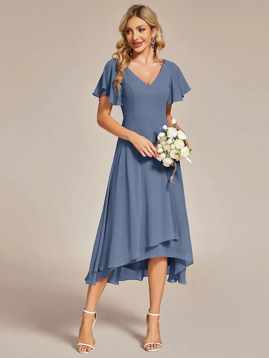 Roycebridal Grace V neck chiffon high how mother of the bride gown
