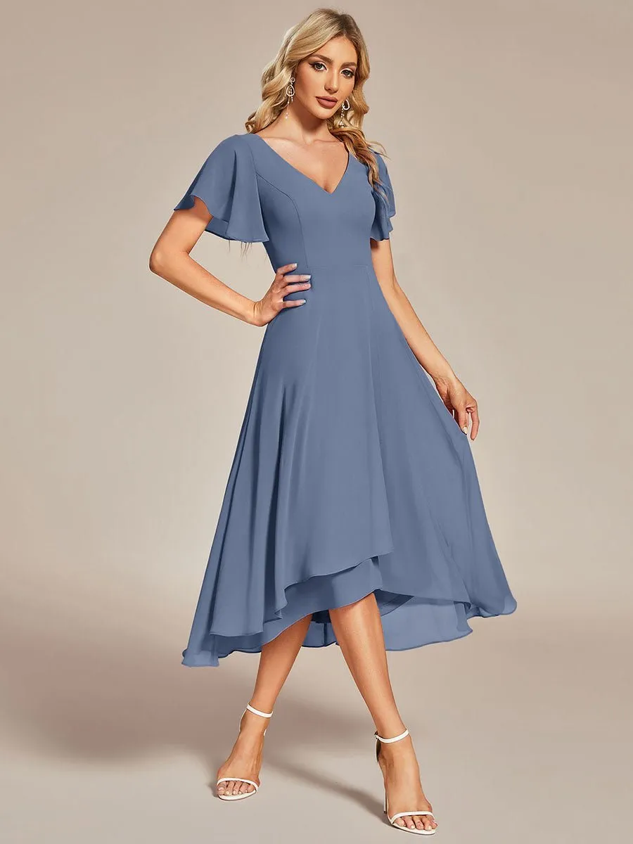Roycebridal Grace V neck chiffon high how mother of the bride gown