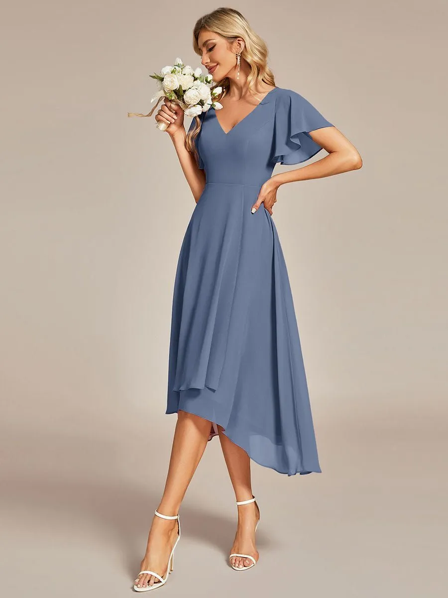 Roycebridal Grace V neck chiffon high how mother of the bride gown