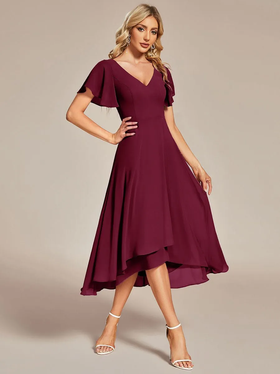 Roycebridal Grace V neck chiffon high how mother of the bride gown