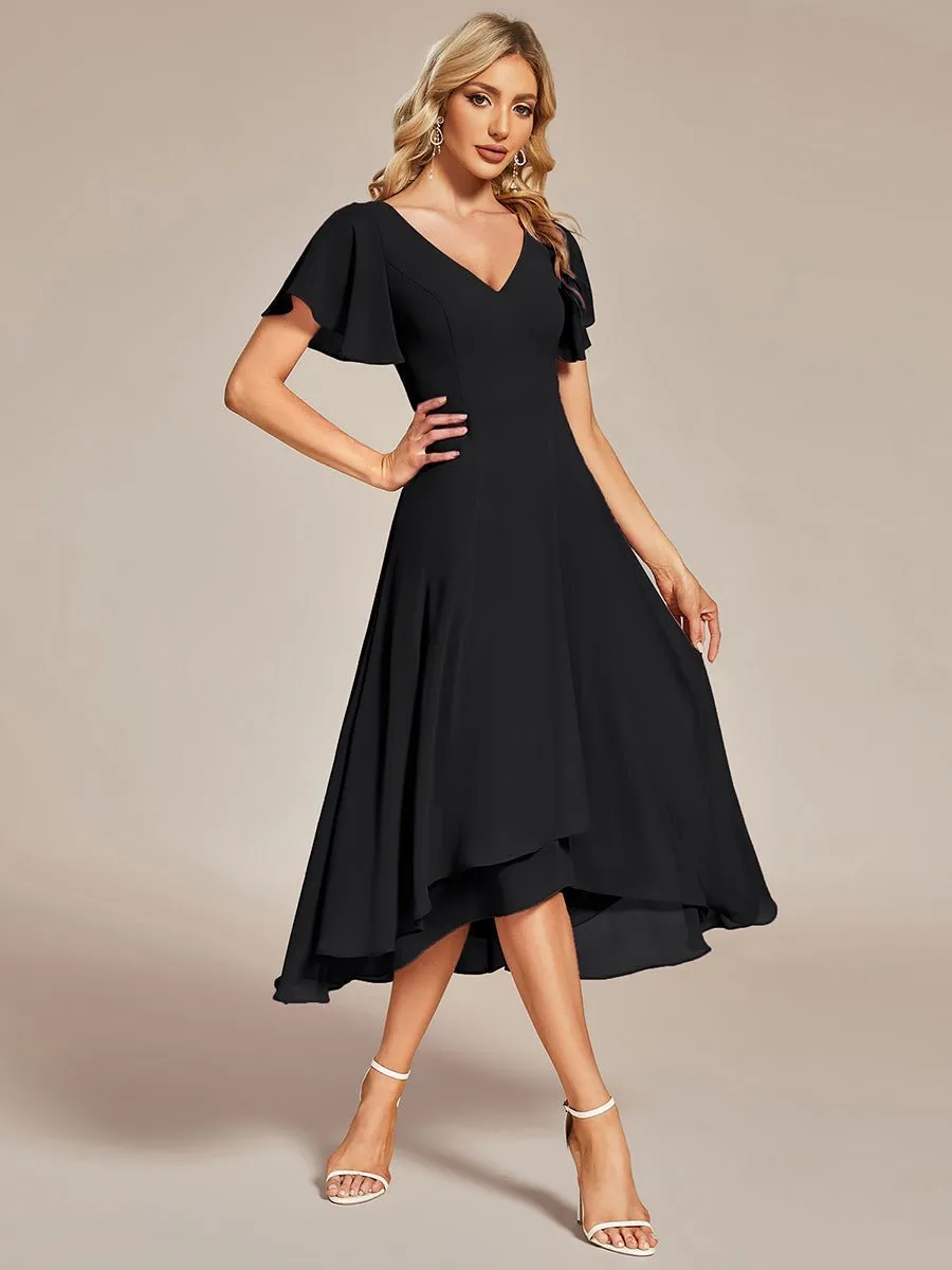 Roycebridal Grace V neck chiffon high how mother of the bride gown