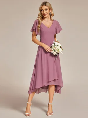 Roycebridal Grace V neck chiffon high how mother of the bride gown