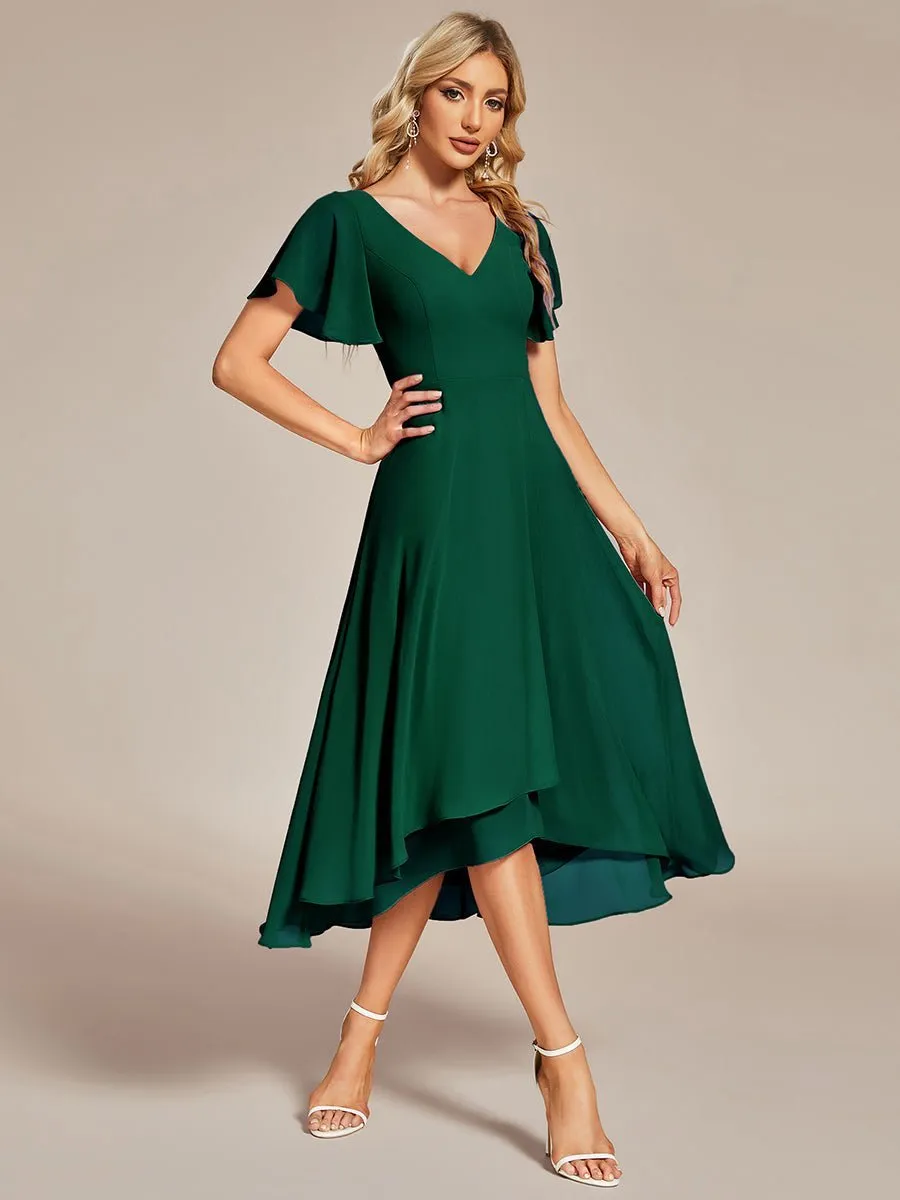 Roycebridal Grace V neck chiffon high how mother of the bride gown