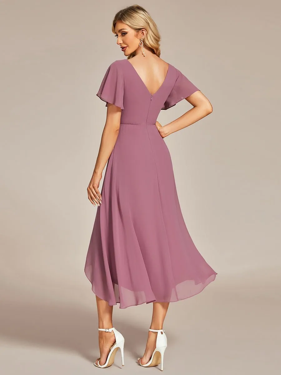 Roycebridal Grace V neck chiffon high how mother of the bride gown
