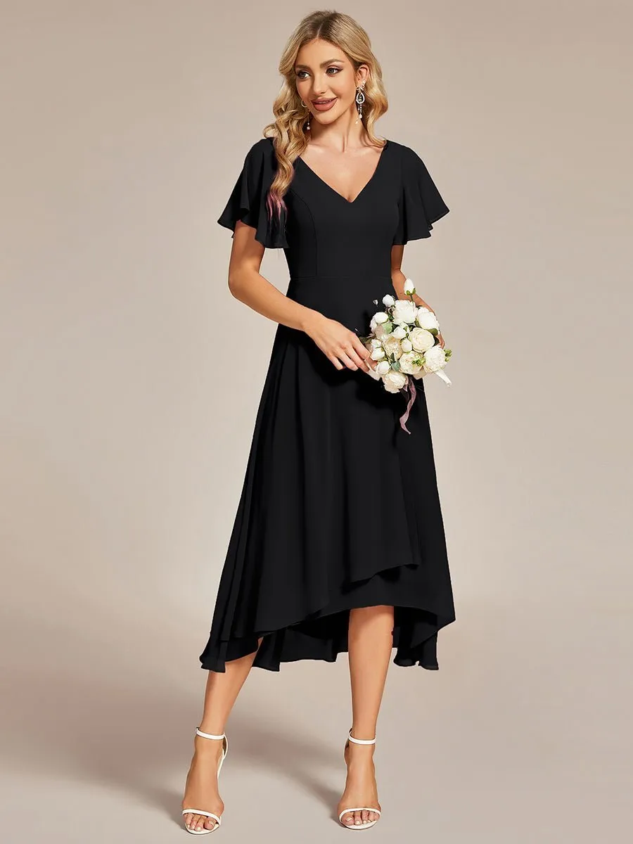 Roycebridal Grace V neck chiffon high how mother of the bride gown