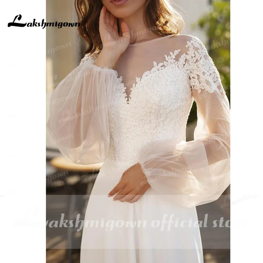 Roycebridal Long Sleeve Lace Beach Wedding Dresses