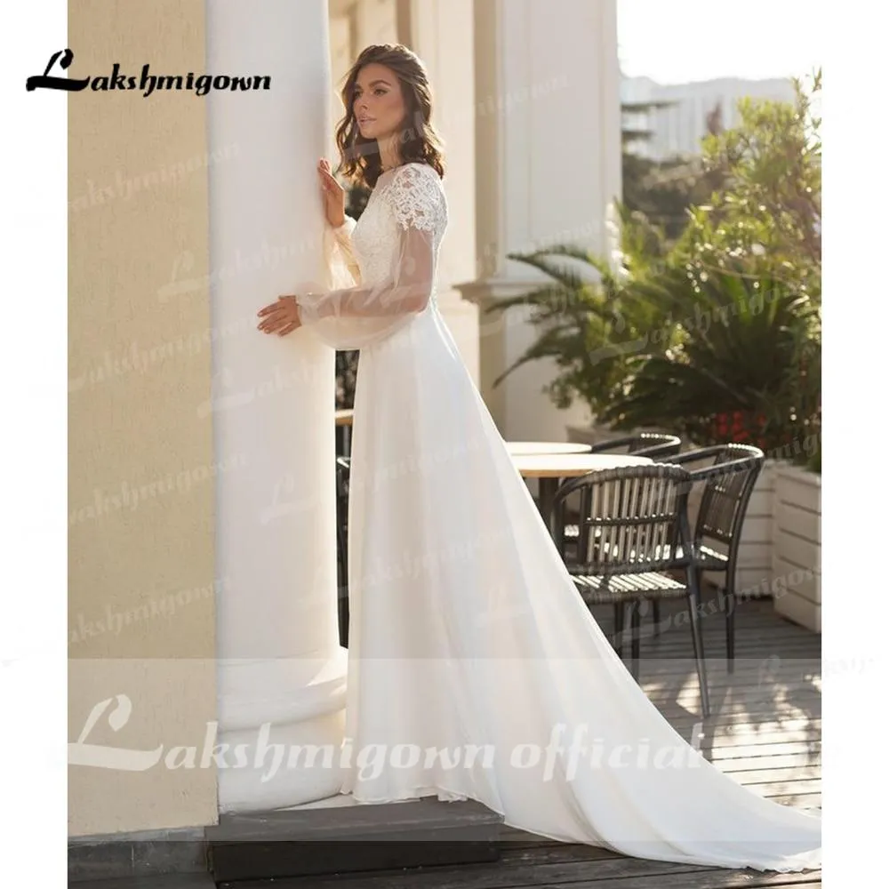 Roycebridal Long Sleeve Lace Beach Wedding Dresses