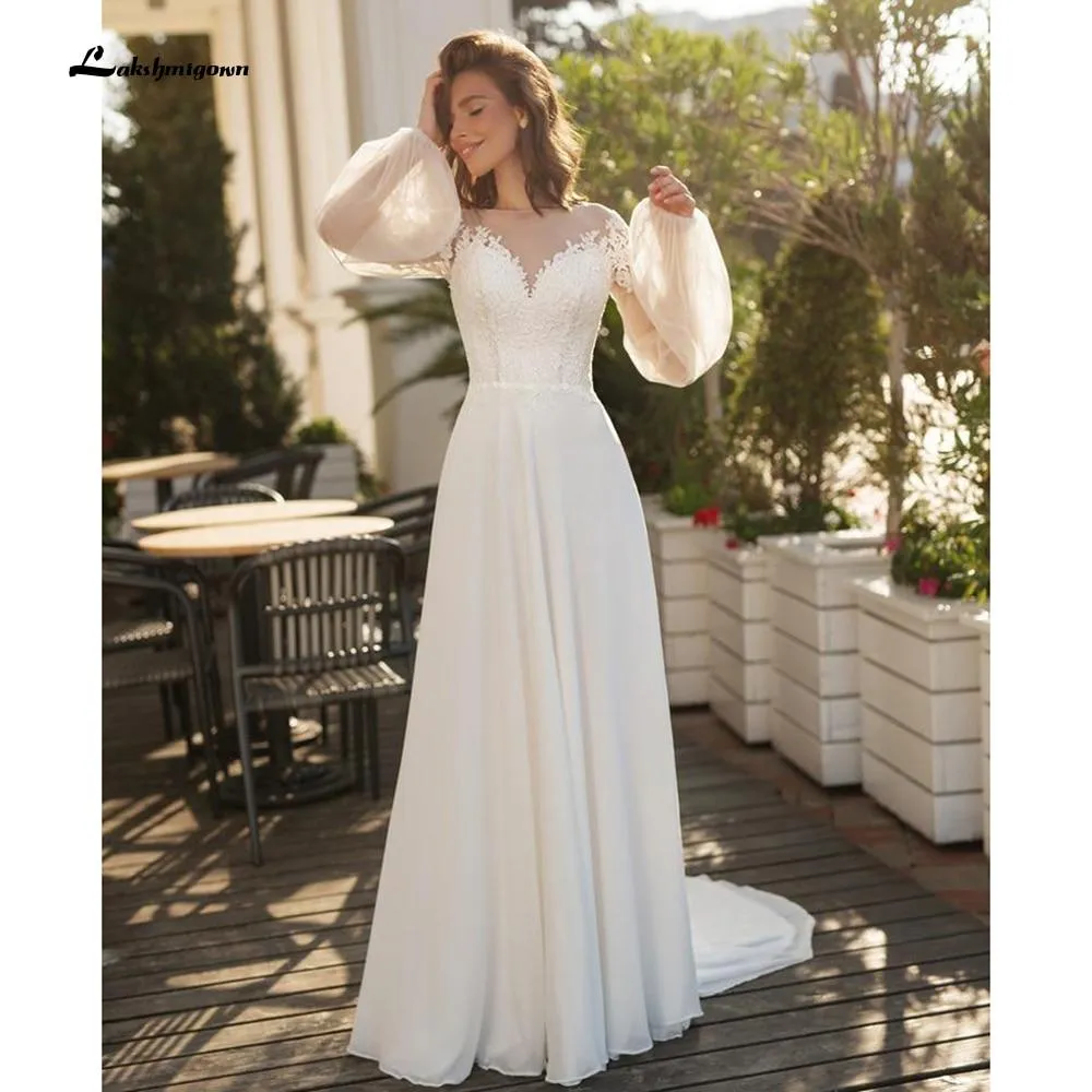 Roycebridal Long Sleeve Lace Beach Wedding Dresses