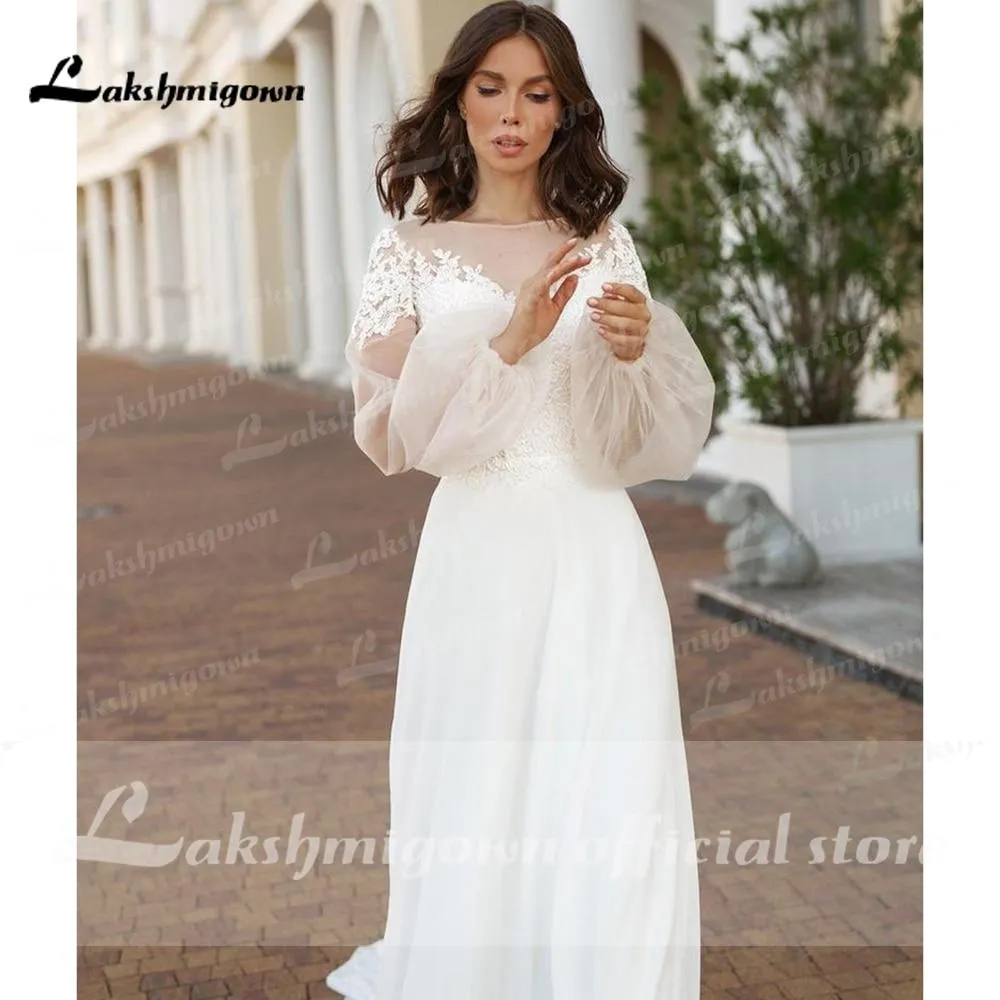 Roycebridal Long Sleeve Lace Beach Wedding Dresses