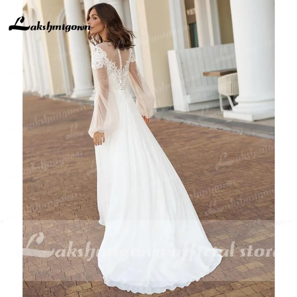Roycebridal Long Sleeve Lace Beach Wedding Dresses