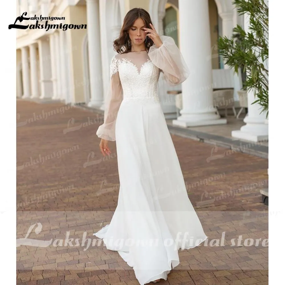 Roycebridal Long Sleeve Lace Beach Wedding Dresses