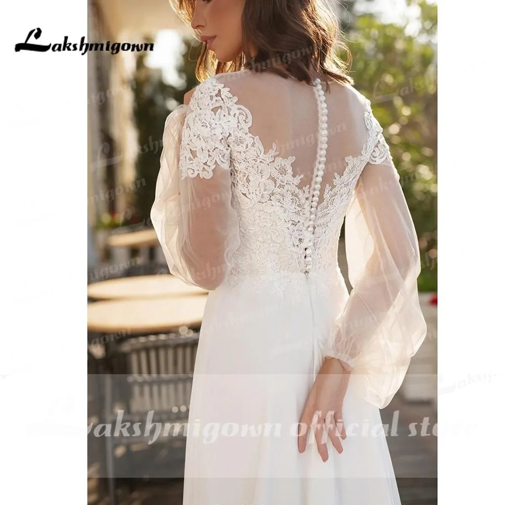 Roycebridal Long Sleeve Lace Beach Wedding Dresses