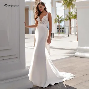 Roycebridal Satin Mermaid Wedding Dress Bridal Dresses Long Train