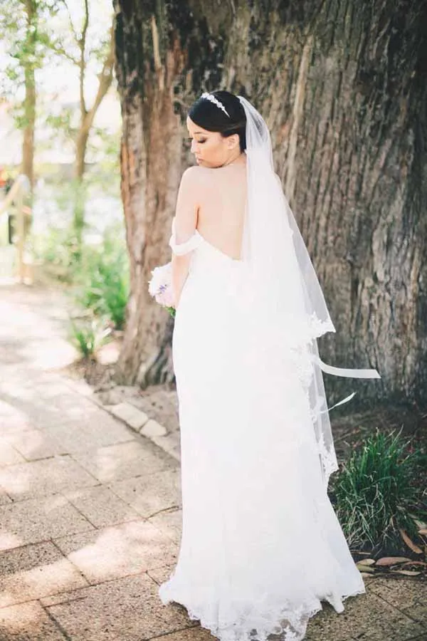 Roycebridal Simple Chiffon Off-the-Shoulder Beach Wedding Dresses, Bridal Dresses, MW699