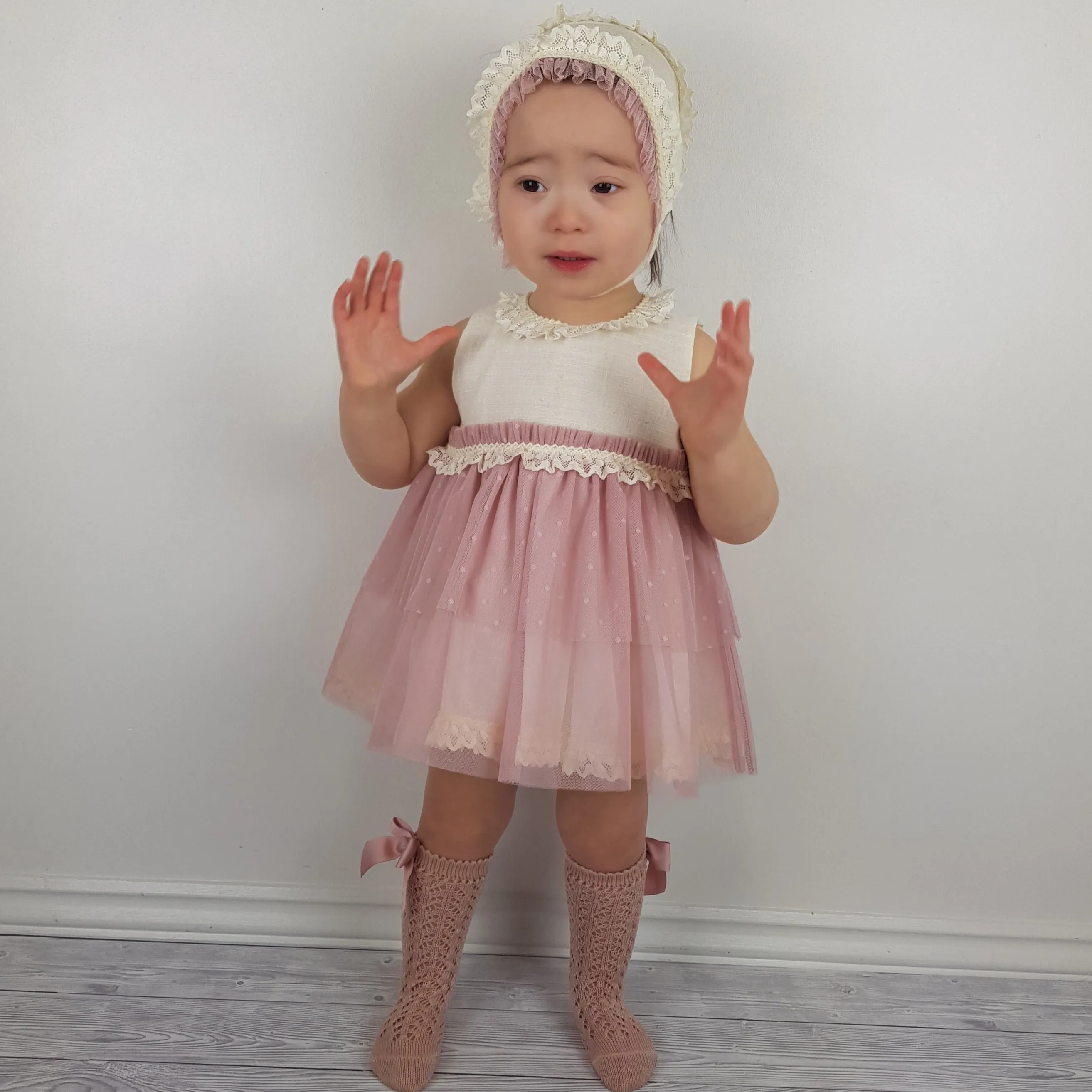 *SALE* Ceyber Baby Girls Dusky Lace Dress 3M