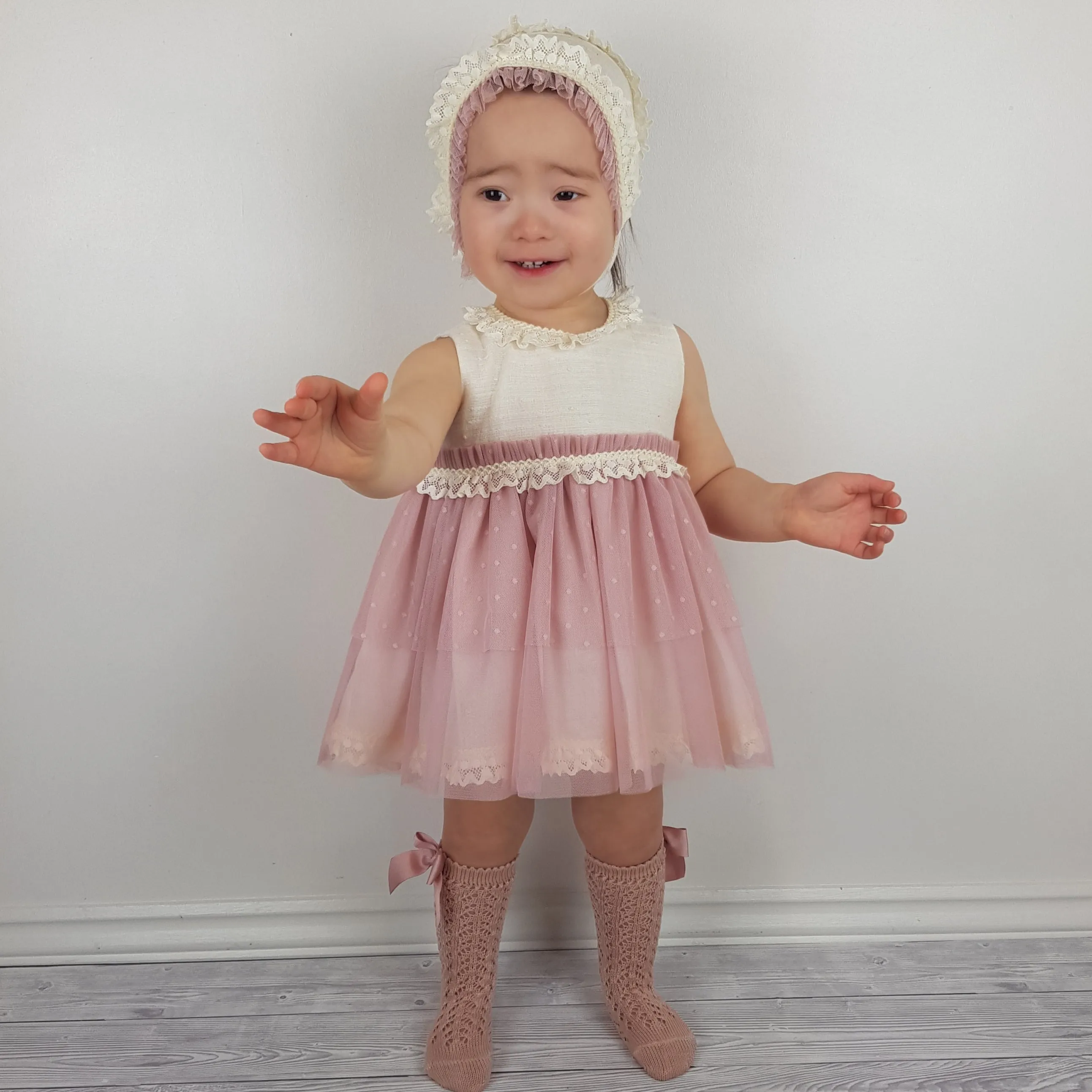 *SALE* Ceyber Baby Girls Dusky Lace Dress 3M