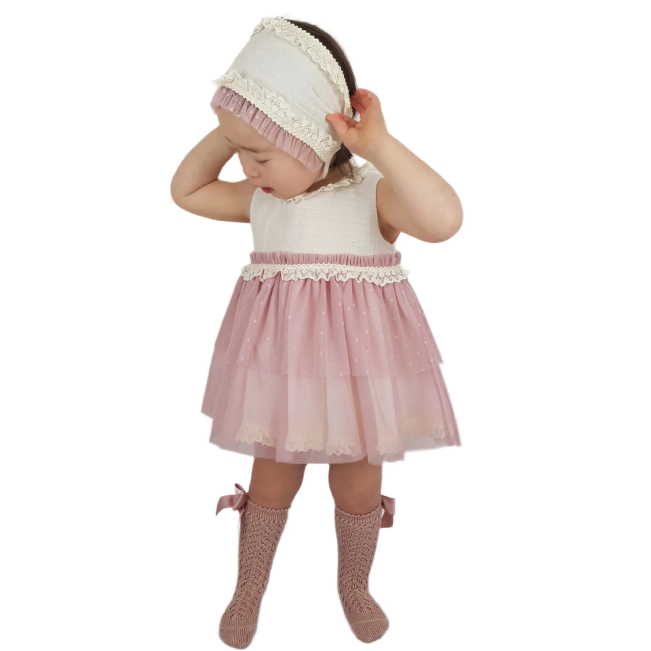 *SALE* Ceyber Baby Girls Dusky Lace Dress 3M