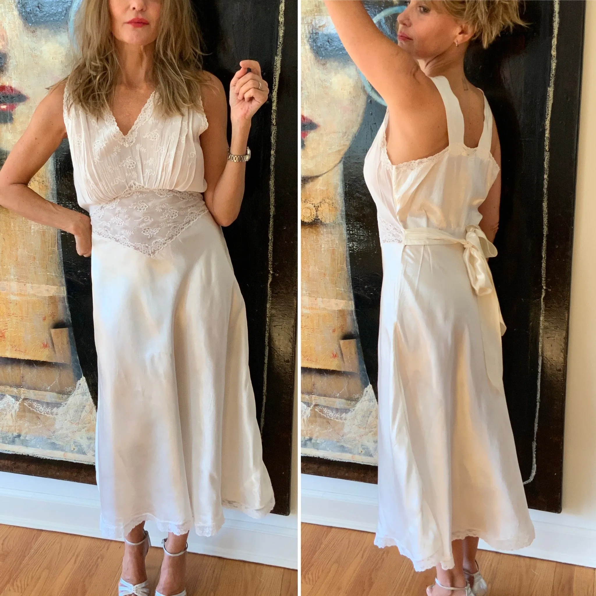 Satin Bridal Nightgown White. - 50s - 50I