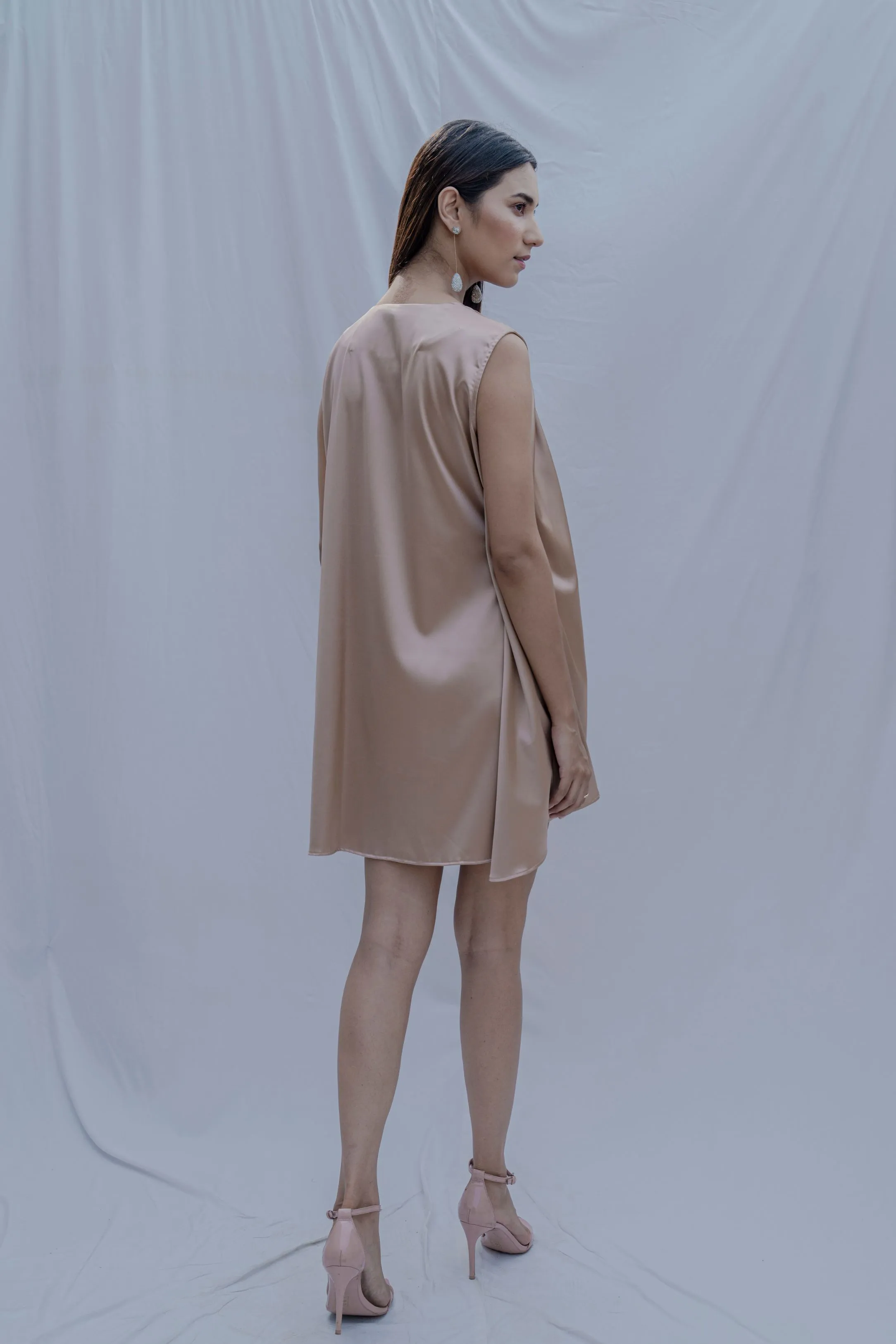 Satin Silk- Rose Gold Tidisha Dress