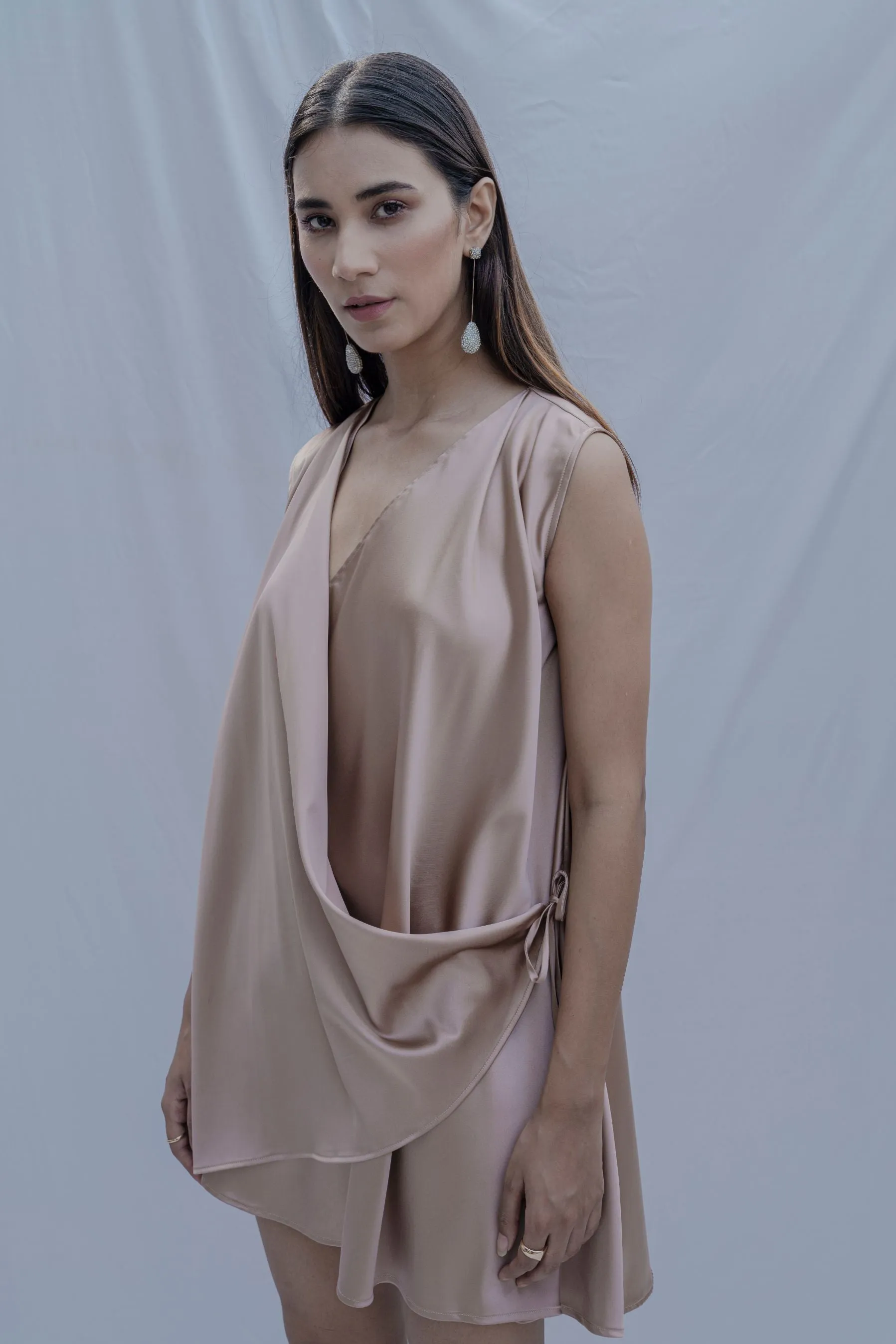 Satin Silk- Rose Gold Tidisha Dress