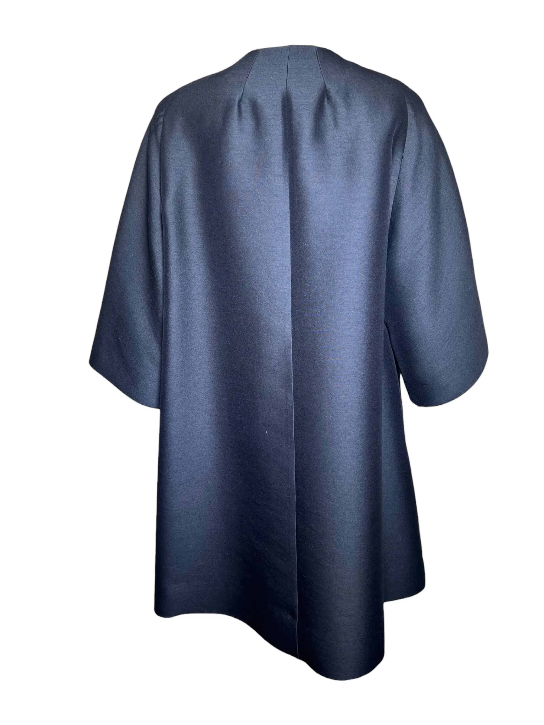 Schiaparelli 1950's Black Satin Swing Coat