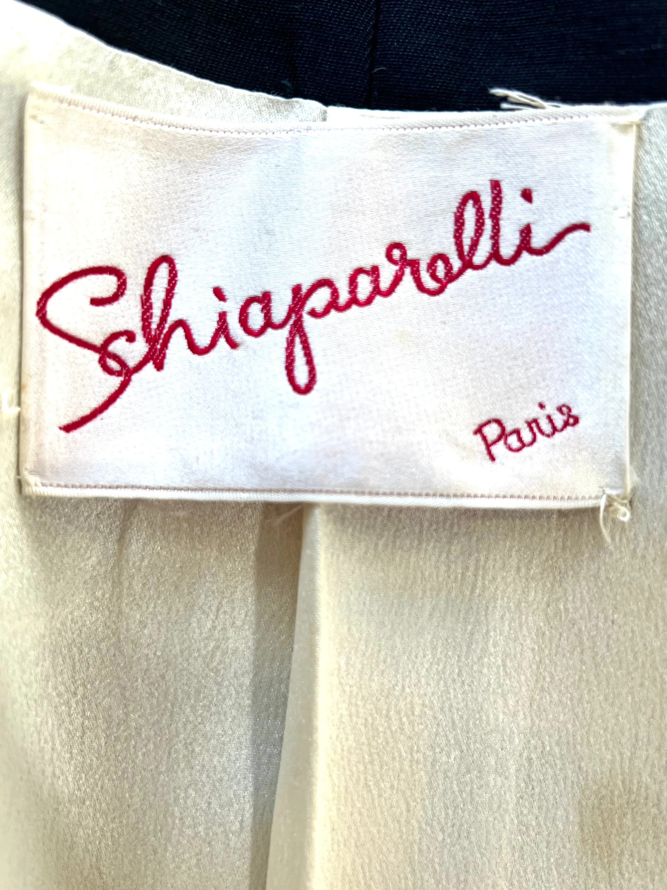 Schiaparelli 1950's Black Satin Swing Coat