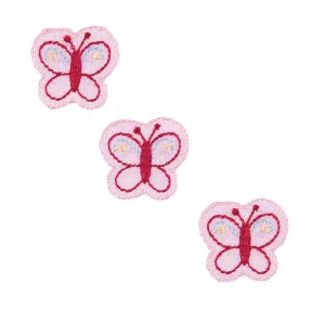 Sew On Motifs Lace Jeans Dresses Appliques Patches 2.3cm -Three Pink Butterflies