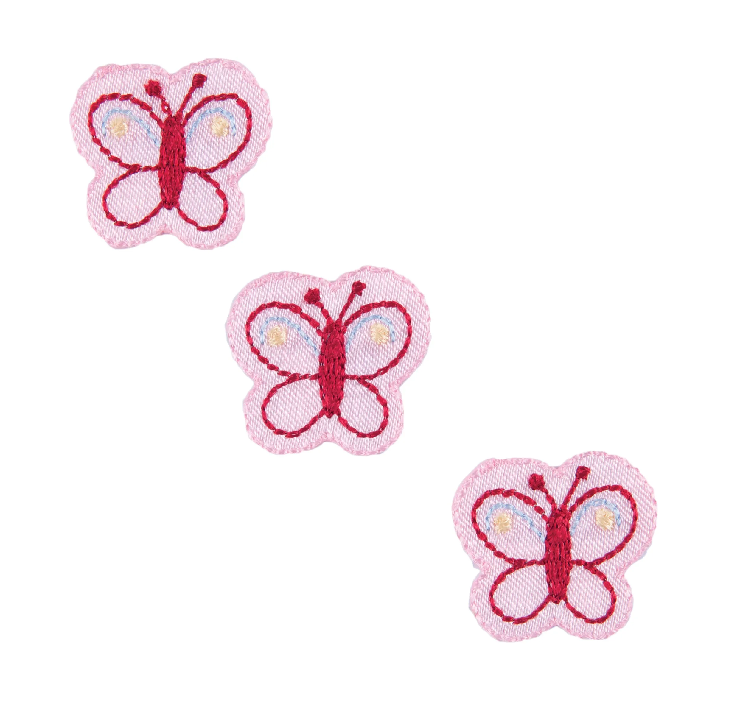Sew On Motifs Lace Jeans Dresses Appliques Patches 2.3cm -Three Pink Butterflies