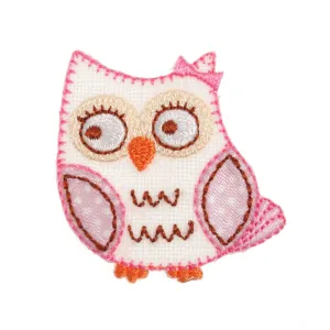 Sew On Motifs Lace Jeans Dresses Garments Appliques Patches 4.5 cm -Pink Owl